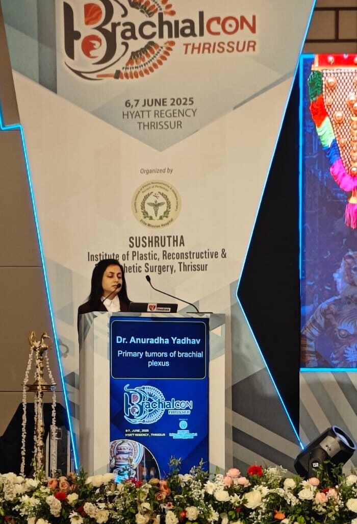 Dr. Anuradha Yadav presenting advancements in nerve surgery at BrachialCON