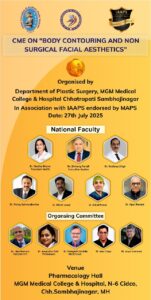 CME flyer on body contouring and non-surgical facial aesthetics featuring Dr. Anuradha Yadav