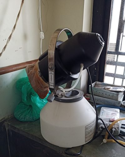 a fogger machine at Yadav Super Speciality Hospital